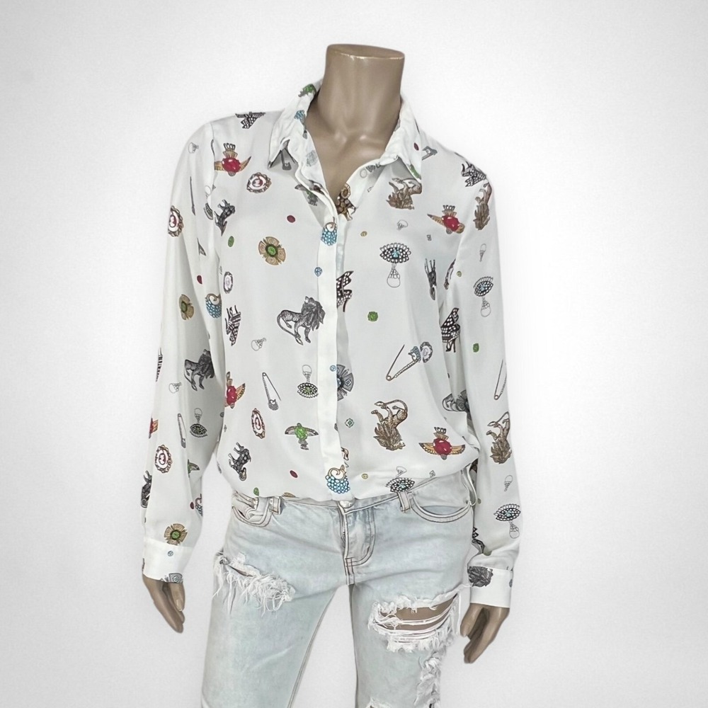 ASOS DESIGN Charm Printed Long Sleeve Blouse 12